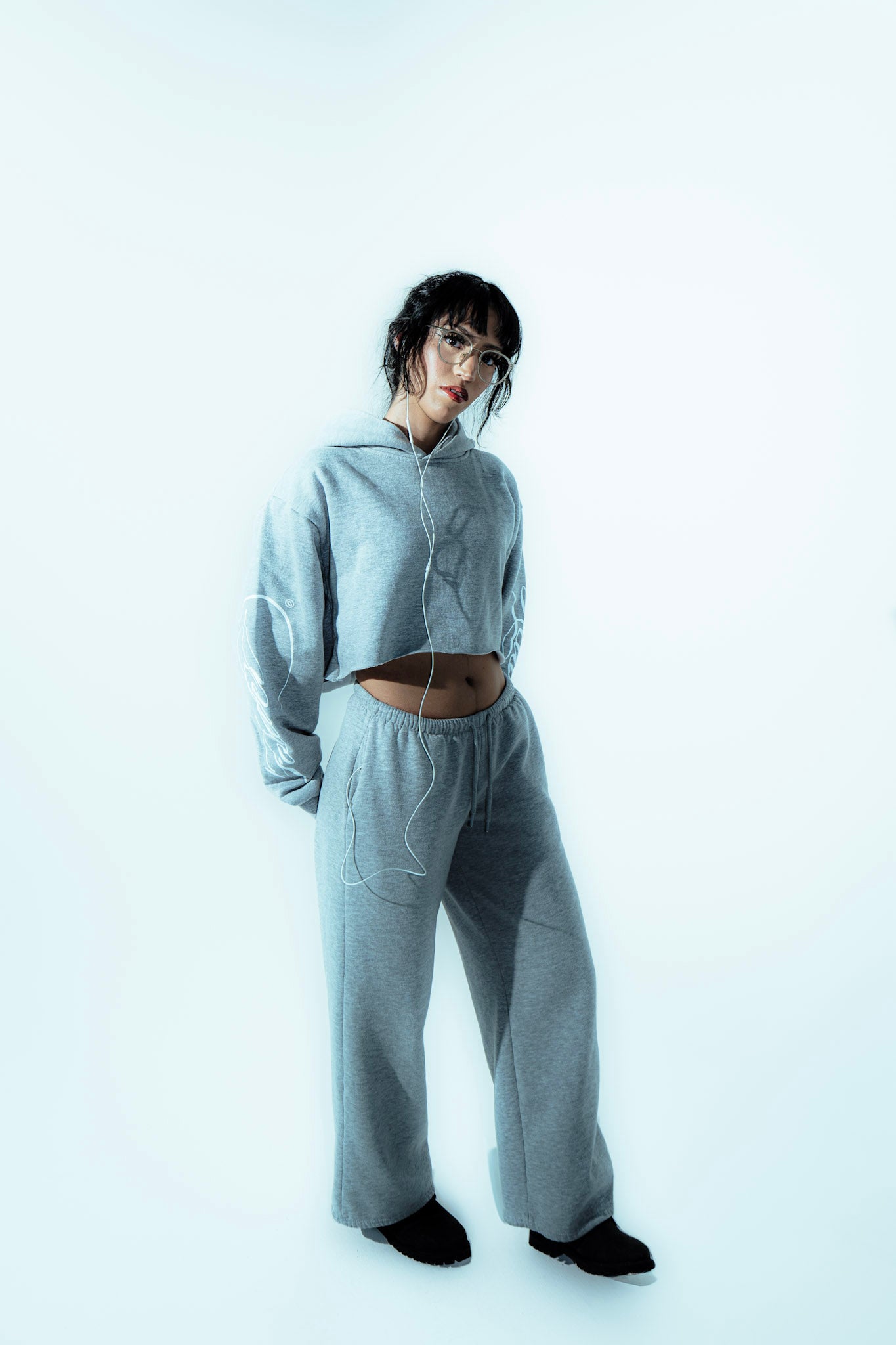 Scripture Cropped Hoodie (GRAY)