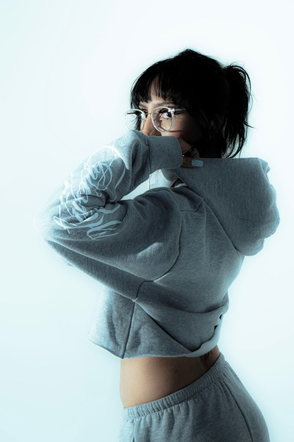 Scripture Cropped Hoodie (GRAY)